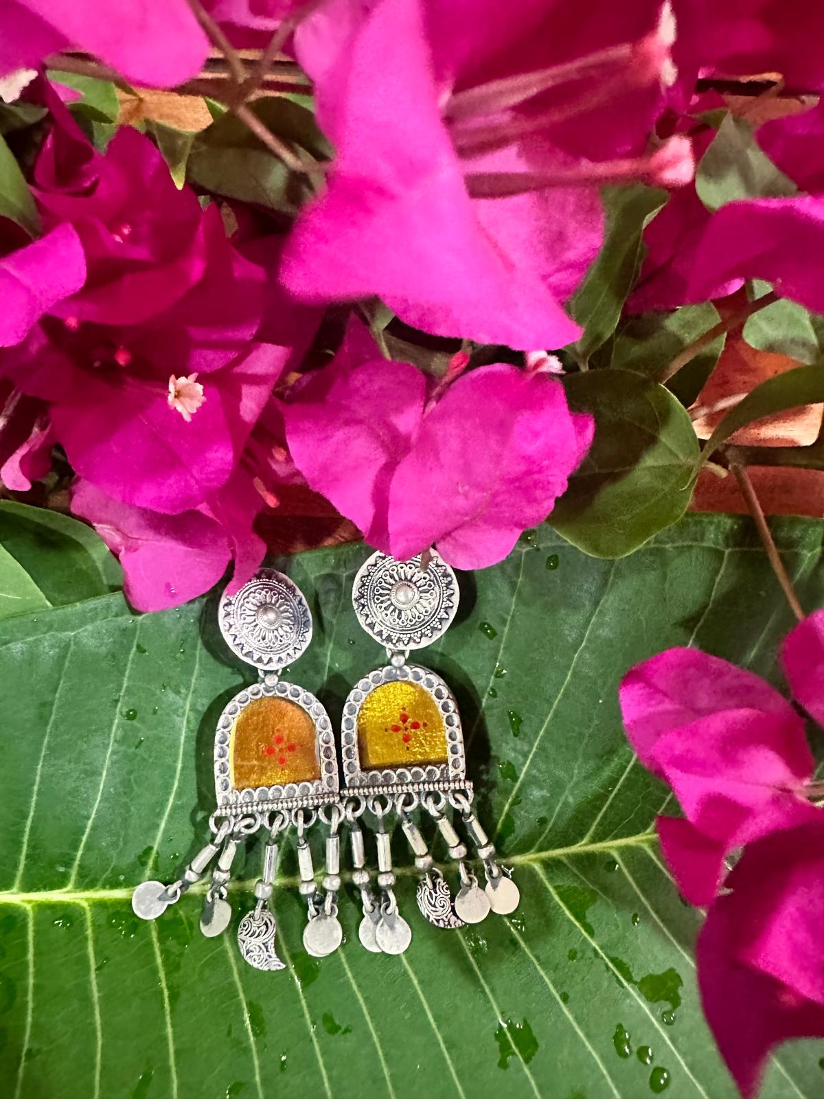 Yellow Mirror Silver Dangler