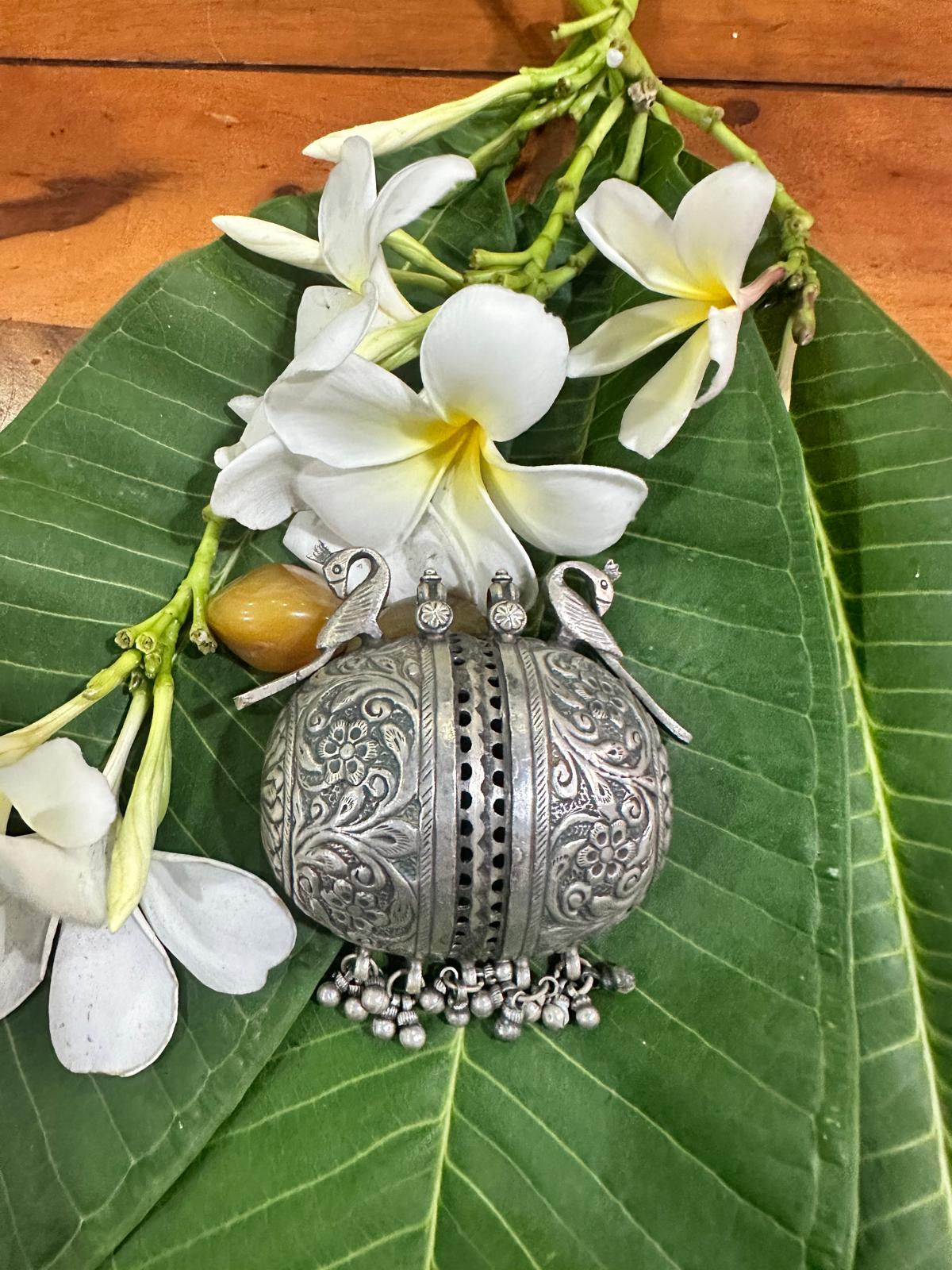 Antique Peacock Motif Silver Pendant