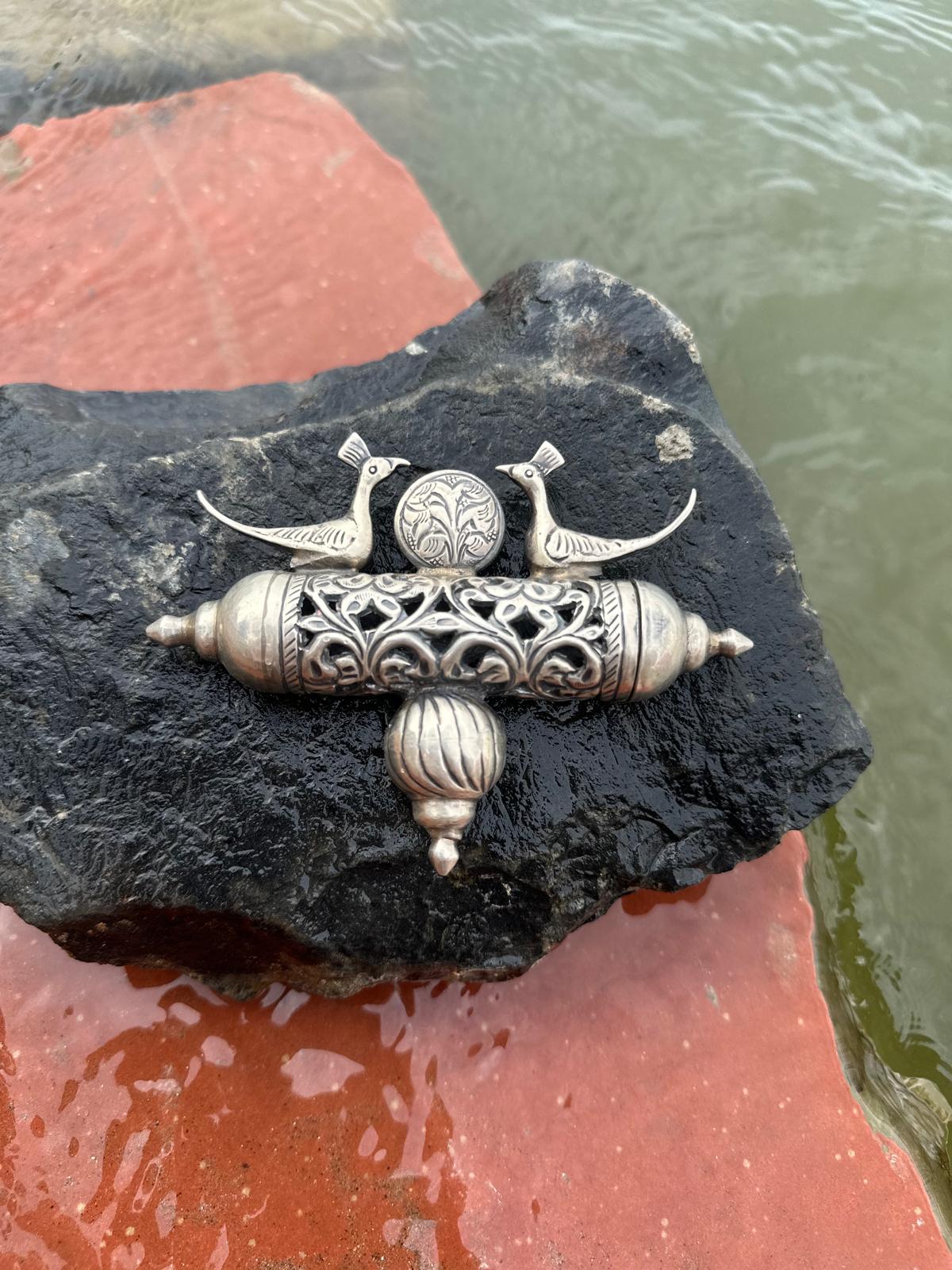 Vintage Peacock Silver Pendant