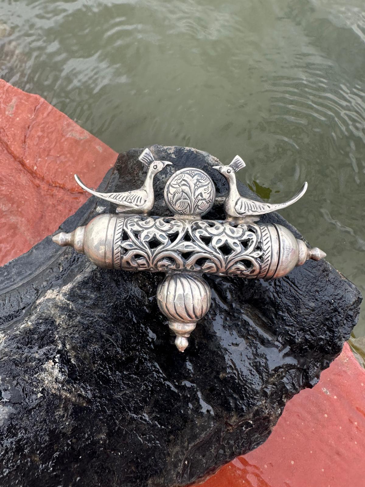 Vintage Peacock Silver Pendant