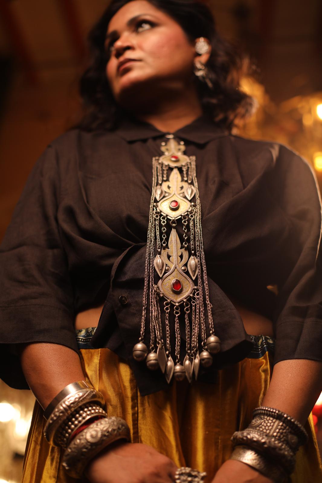 Afghani Vintage Silver Neck Statement