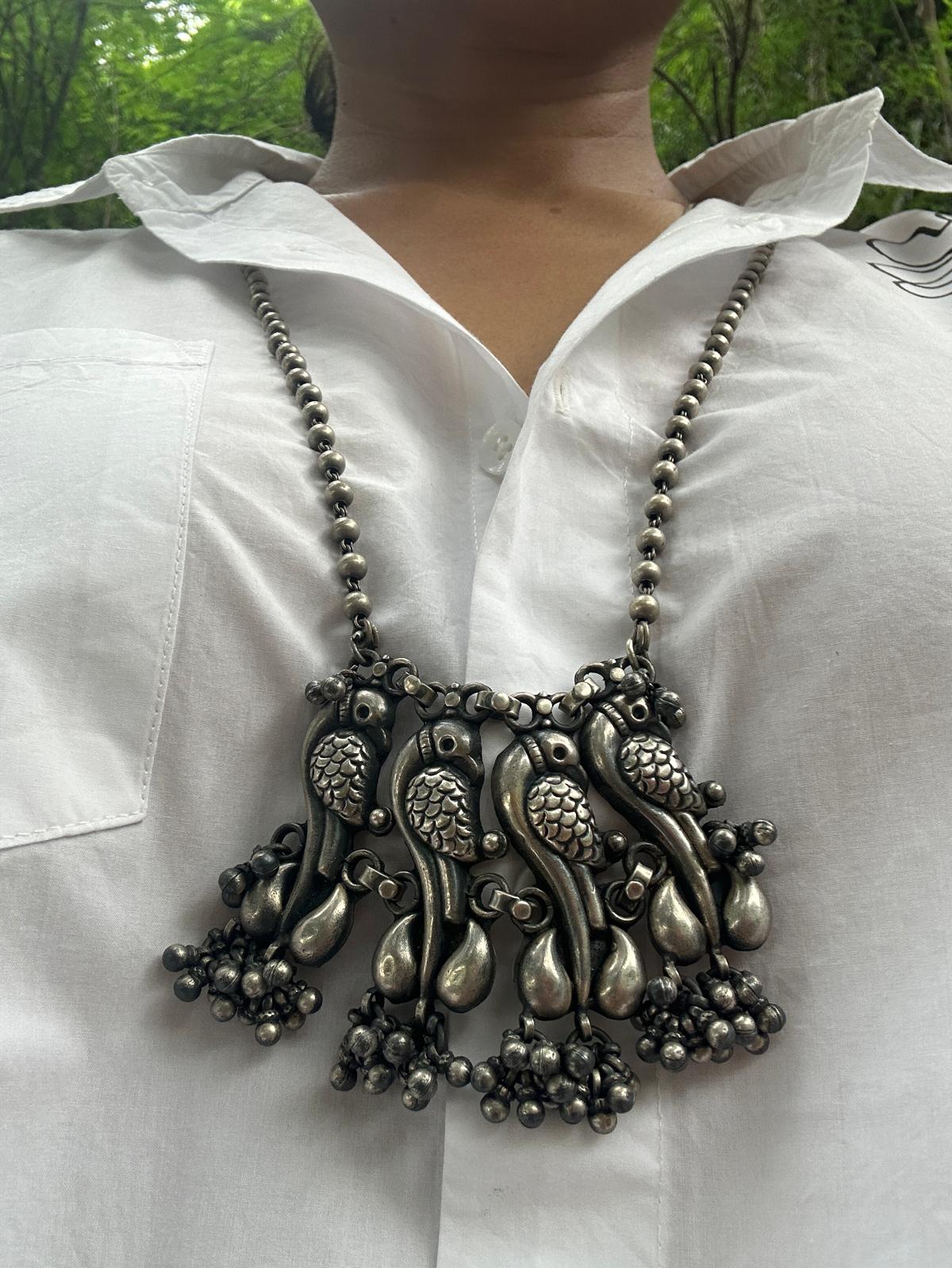 Silver Parrot Motif Necklace