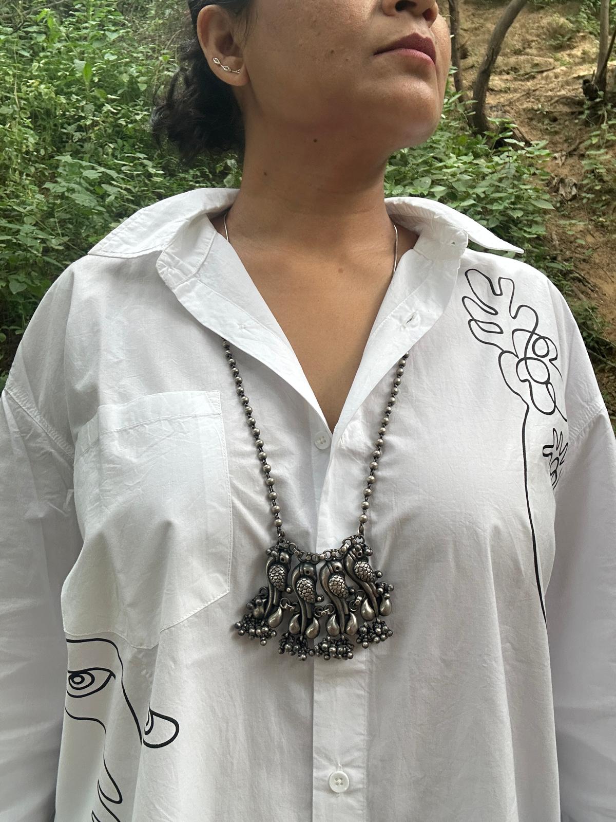 Silver Parrot Motif Necklace