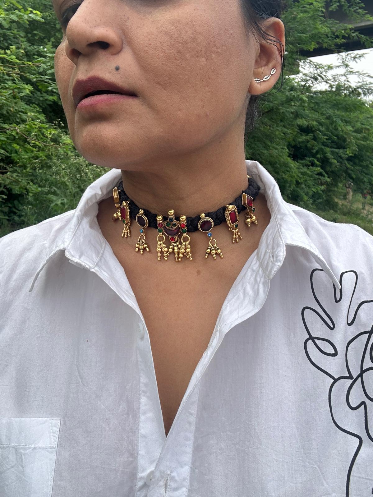 22K Gold Polish Tribal Vintage Silver Chokar