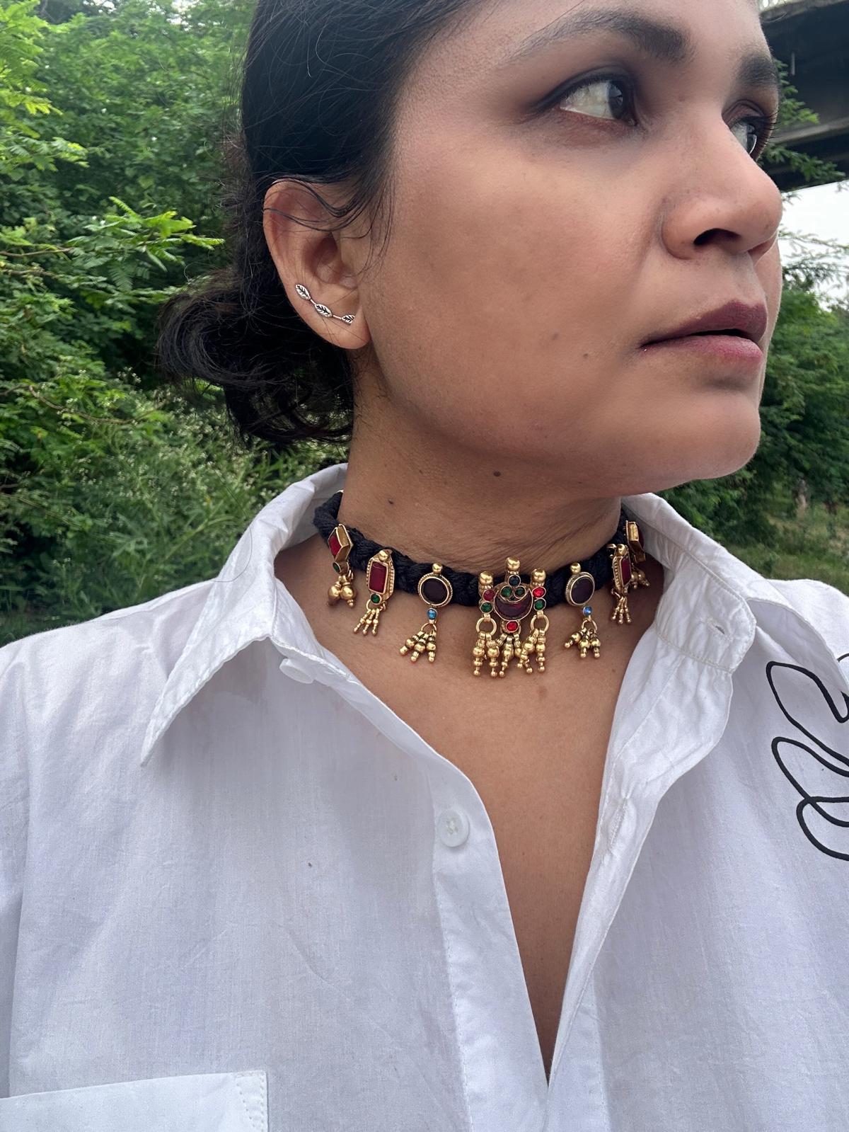 22K Gold Polish Tribal Vintage Silver Chokar