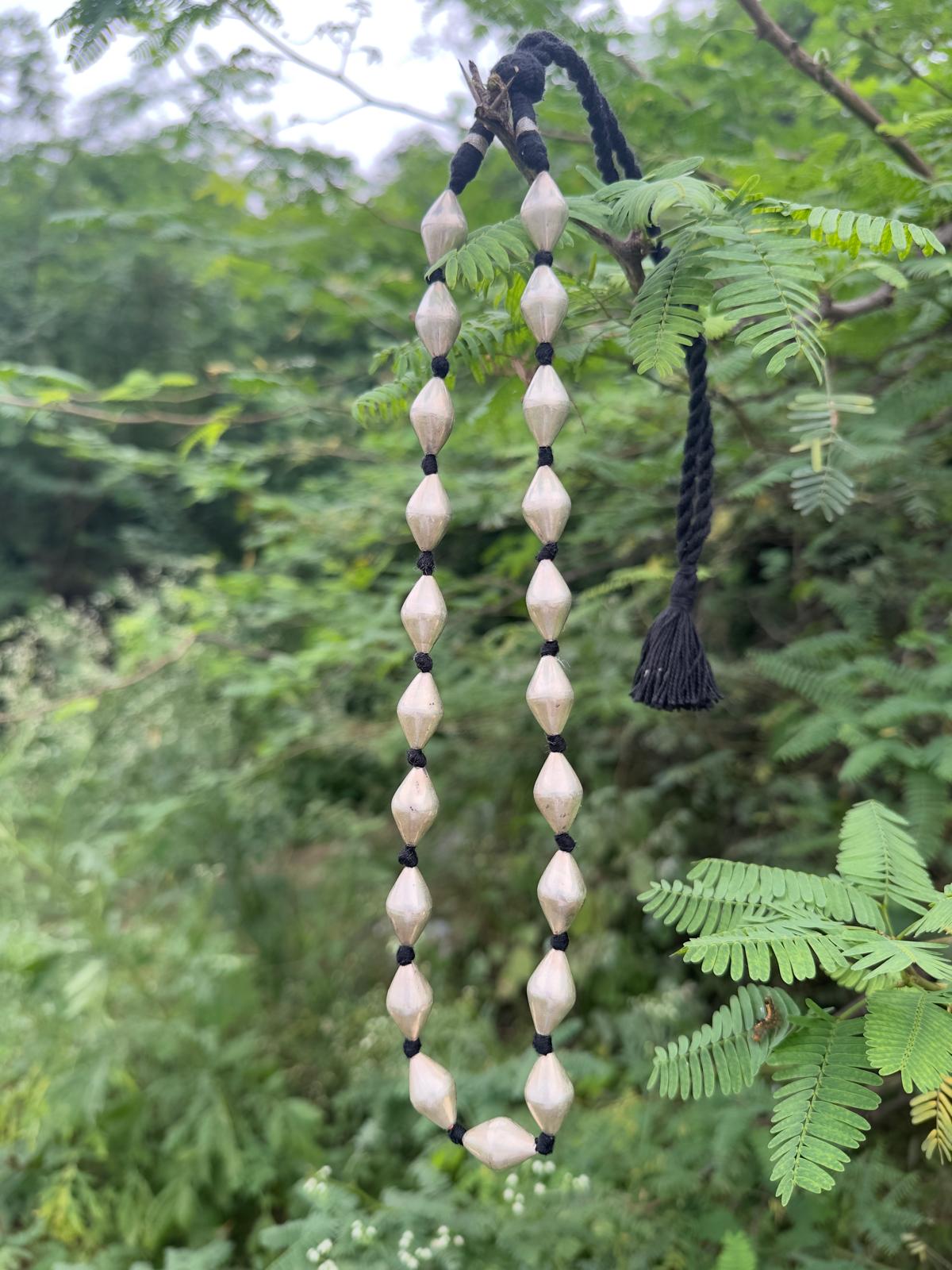 Dholki Beads Silver Mala