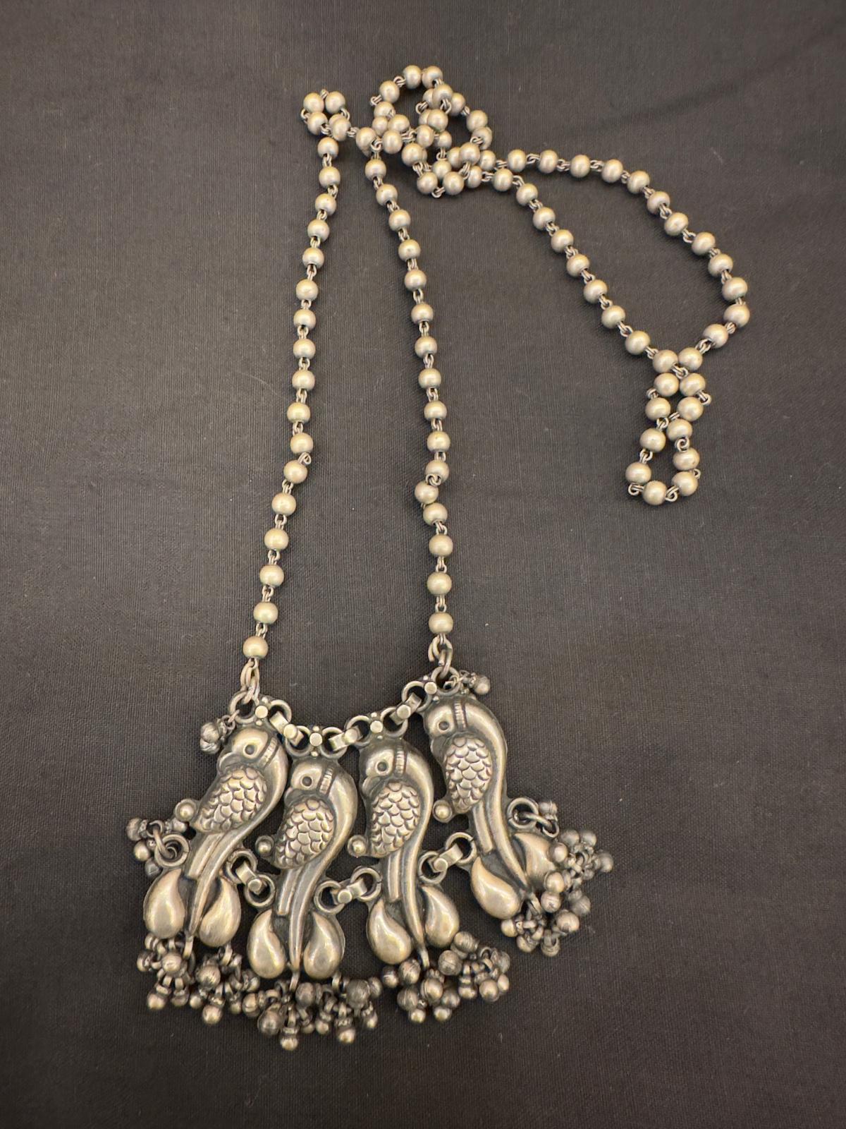Silver Parrot Motif Necklace