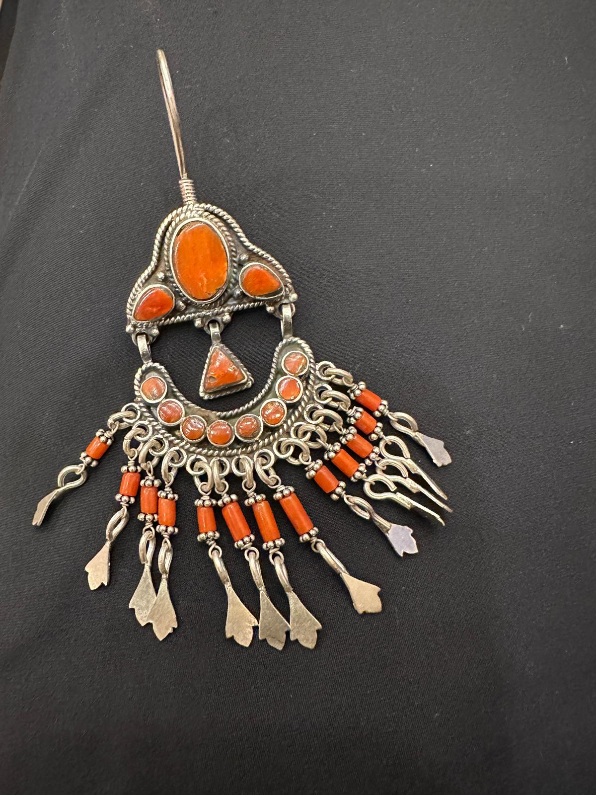 Afghani Silver Coral Dangler