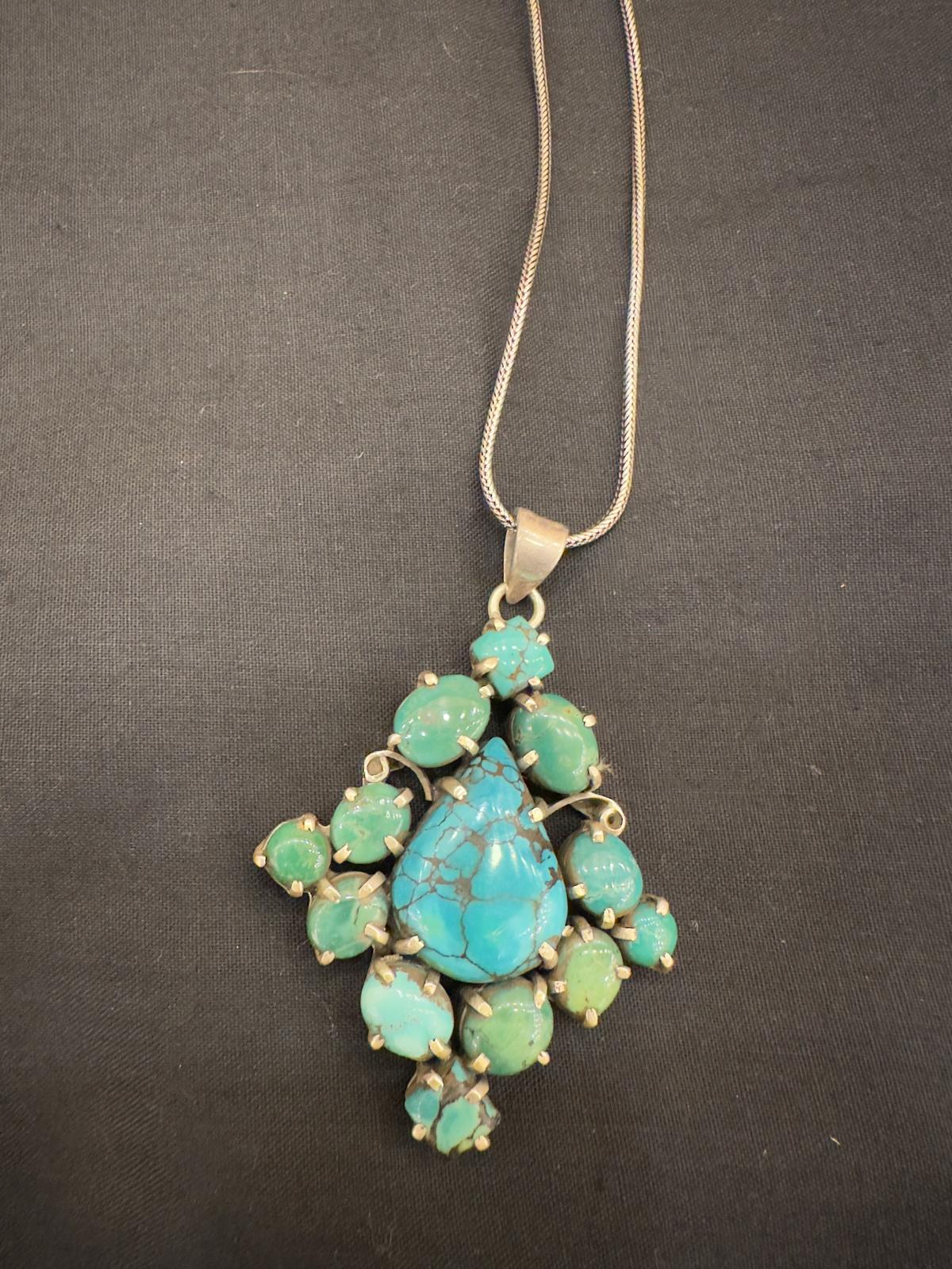 Silver Turquoise Long Chain