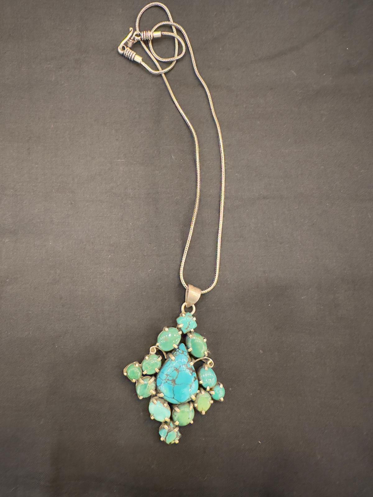 Silver Turquoise Long Chain