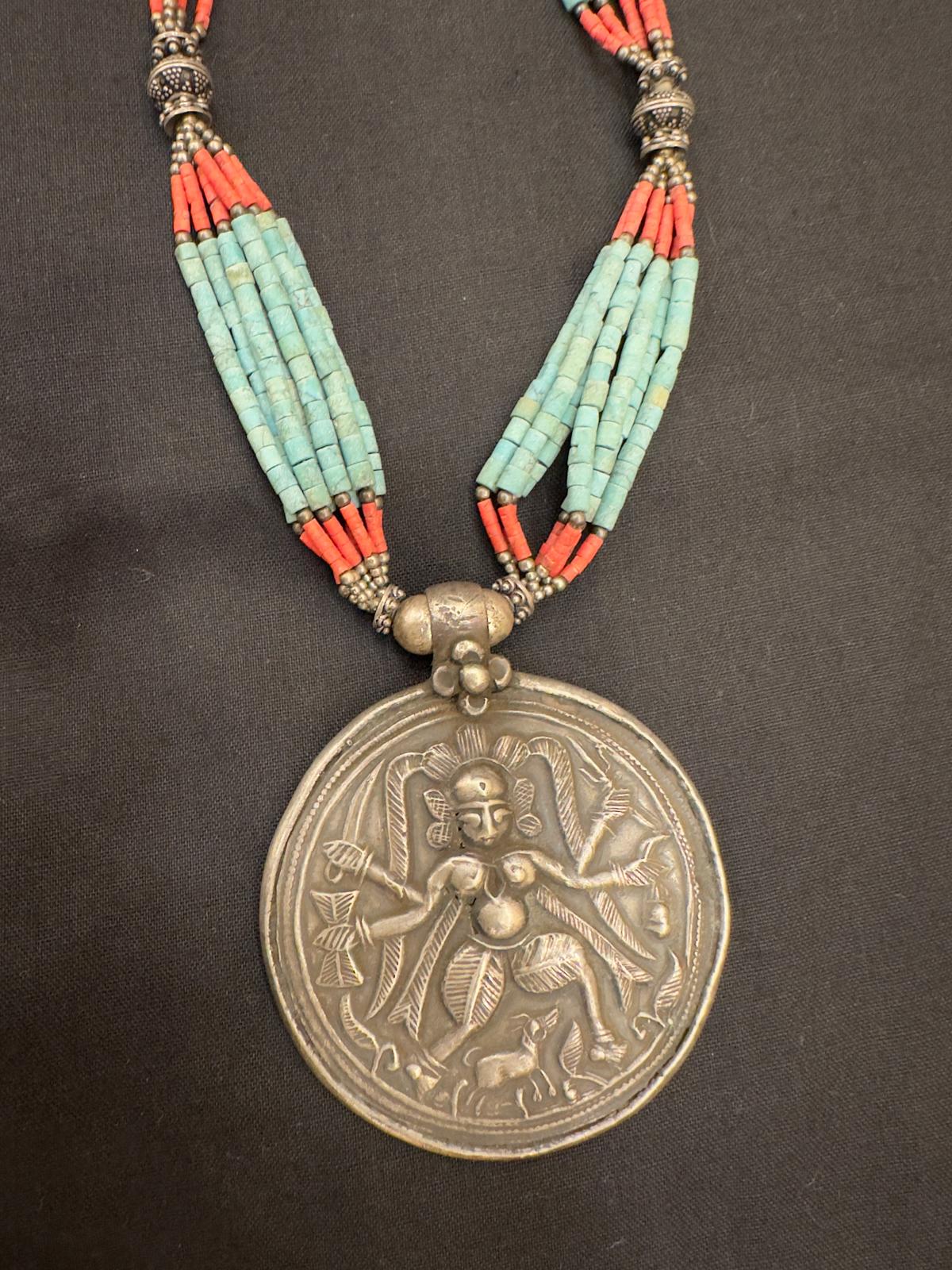 Maa Kali Tribal Statement with Turquoise and Coral