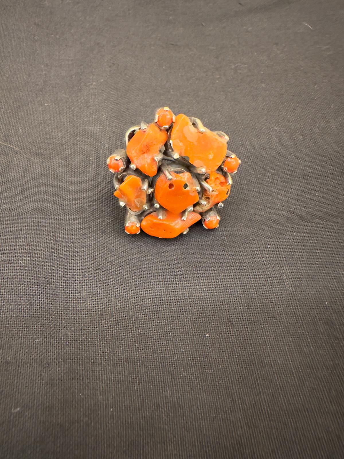 Coral Silver Ring
