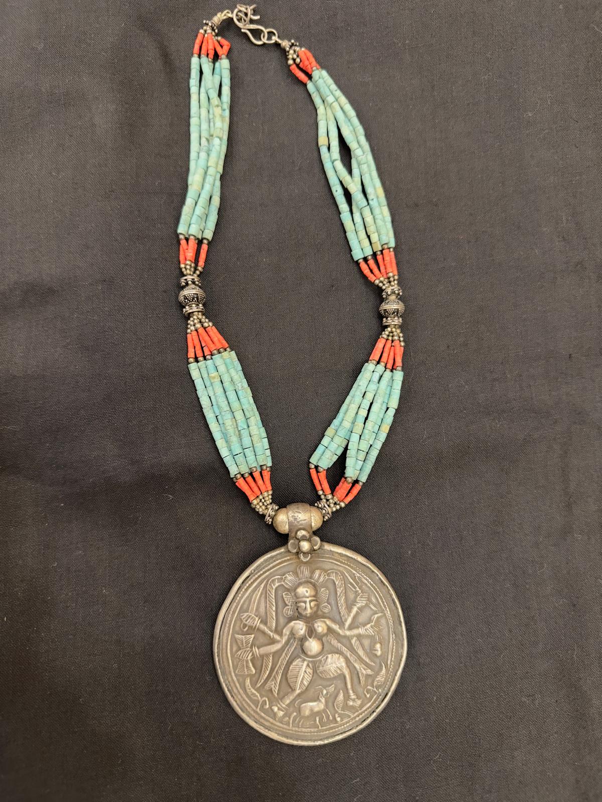 Maa Kali Tribal Statement with Turquoise and Coral