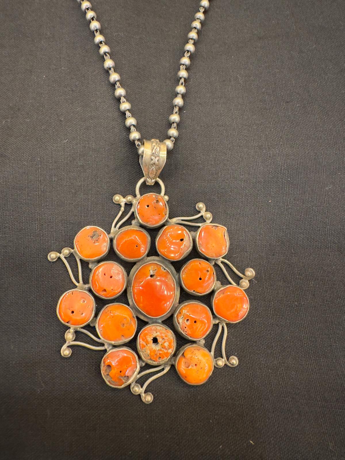 Coral Silver Long Chain