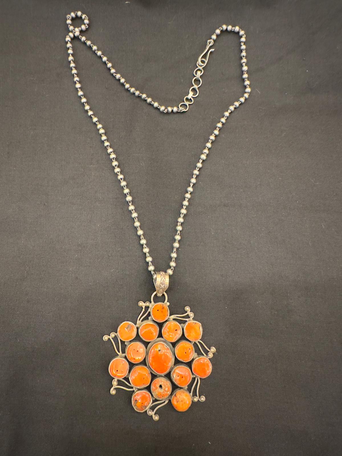 Coral Silver Long Chain