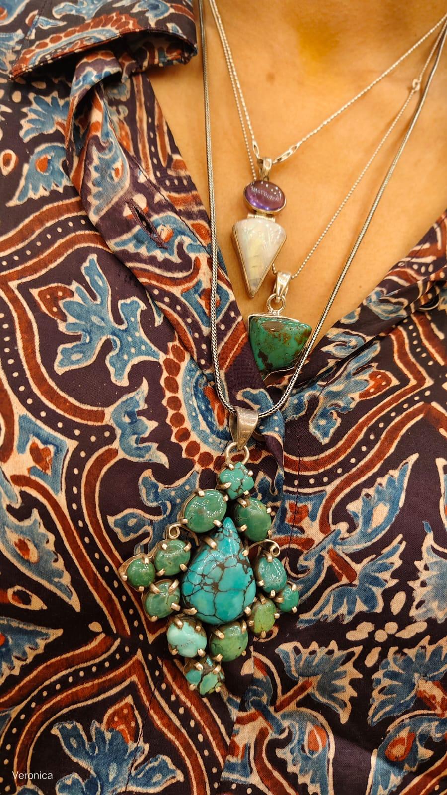 Silver Turquoise Long Chain