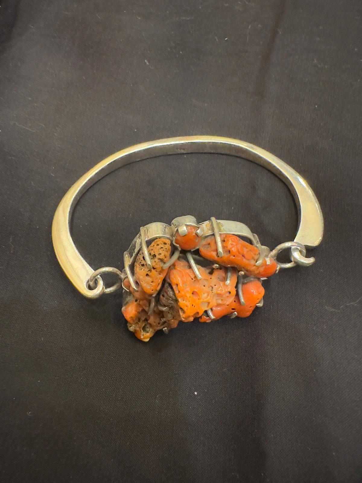 Coral Silver Bracelet