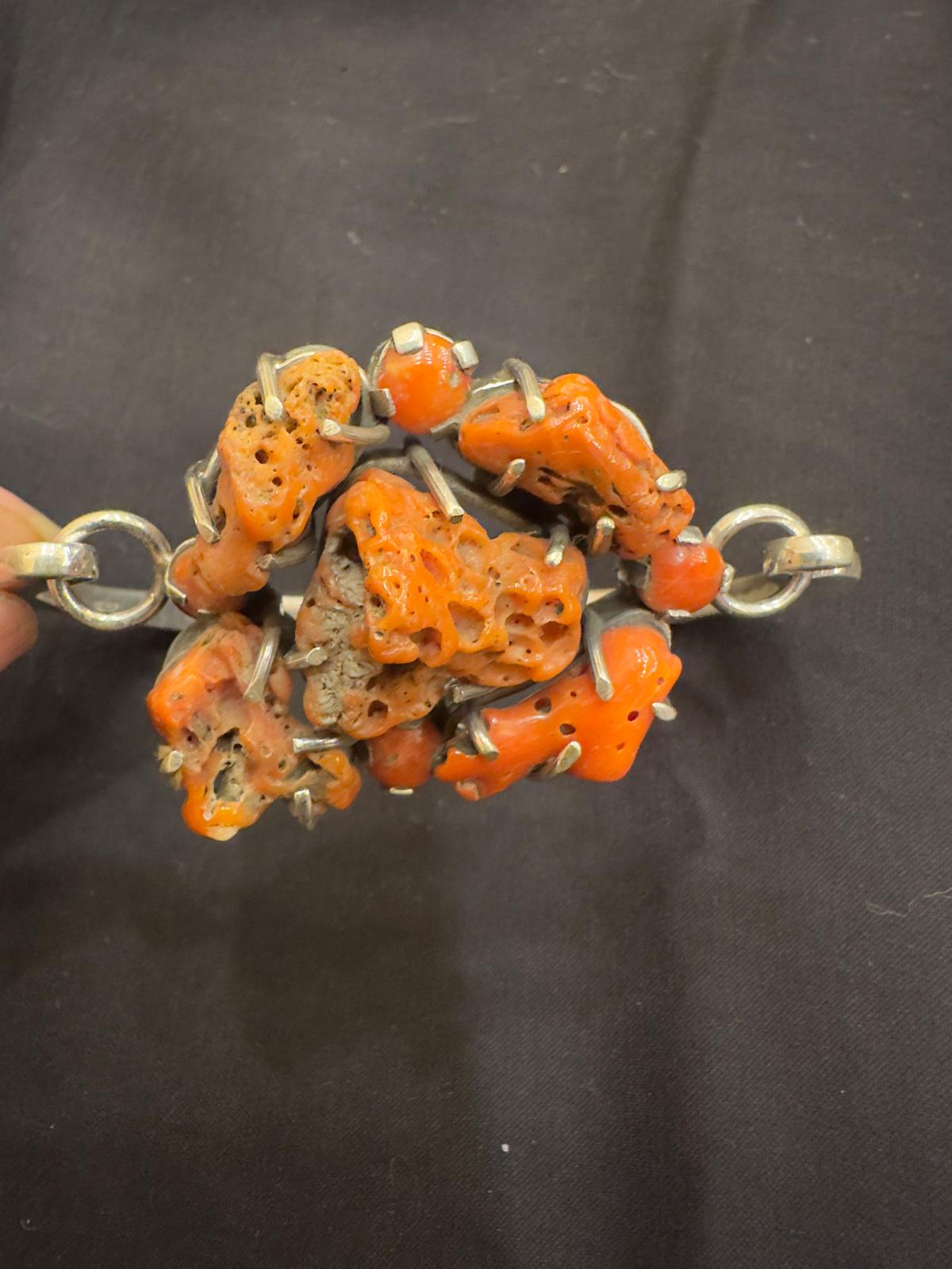 Coral Silver Bracelet