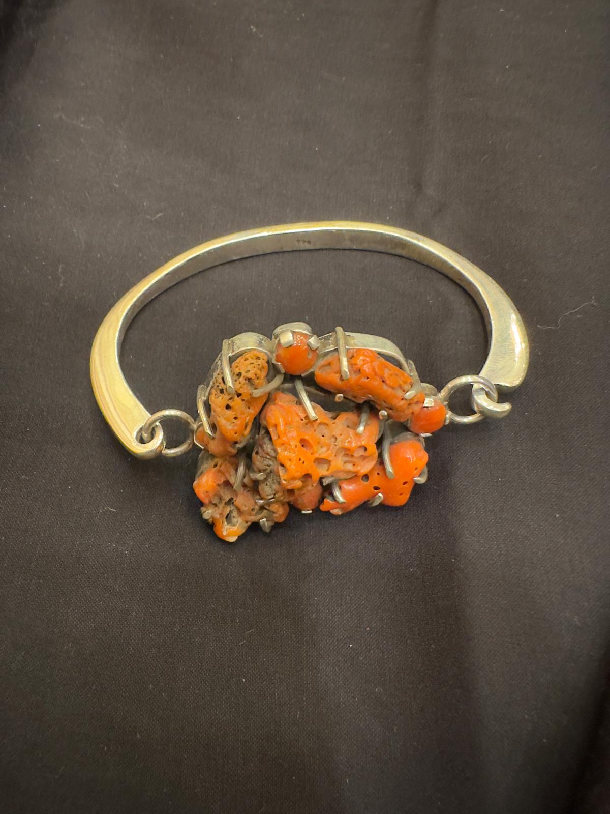 Coral Silver Bracelet