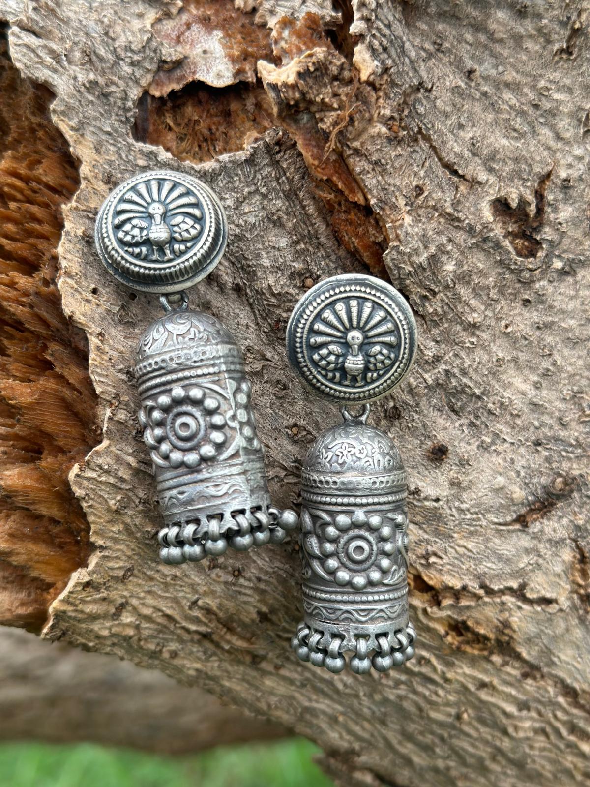 Silver Floral Jhumki