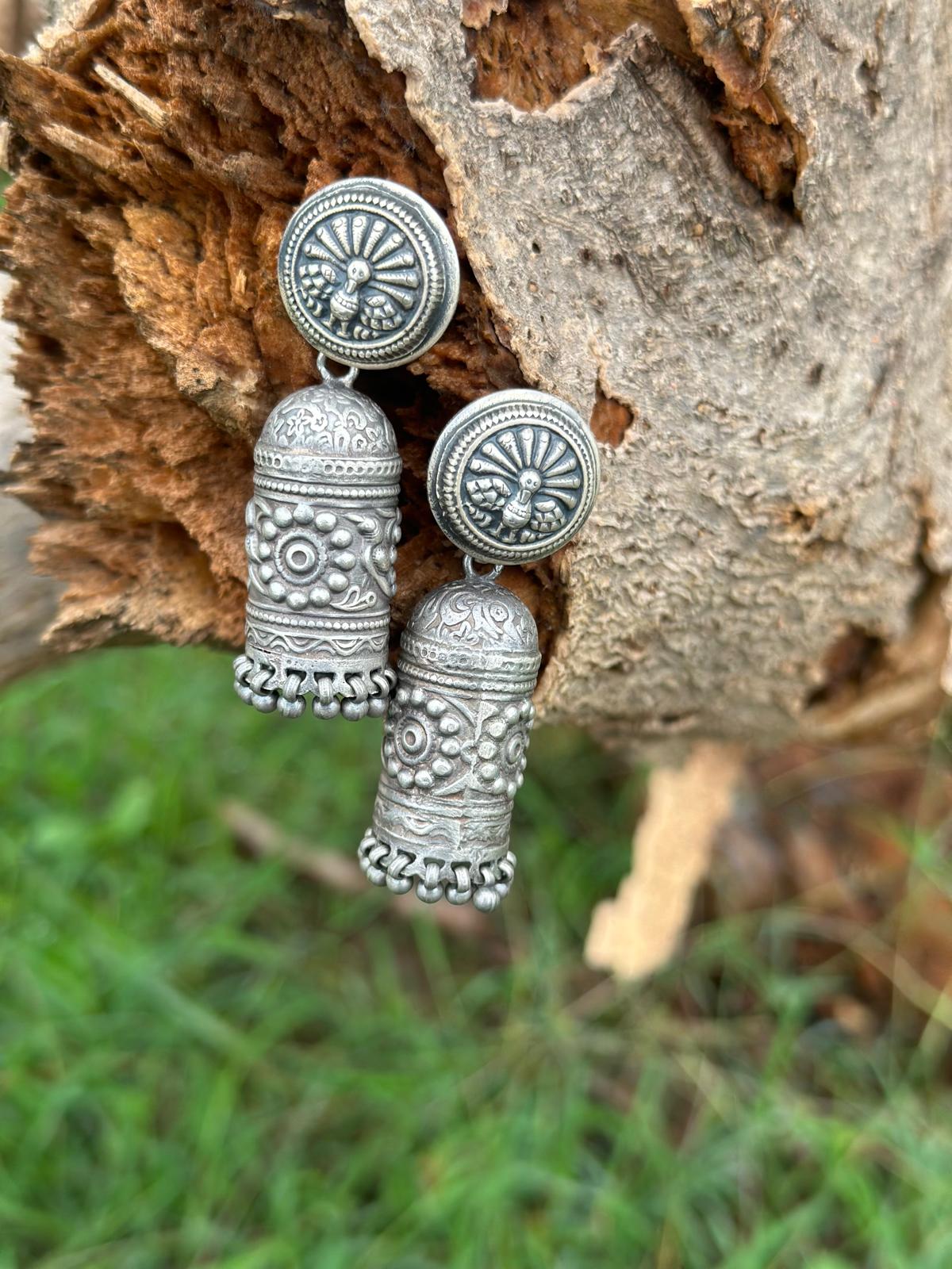 Silver Floral Jhumki
