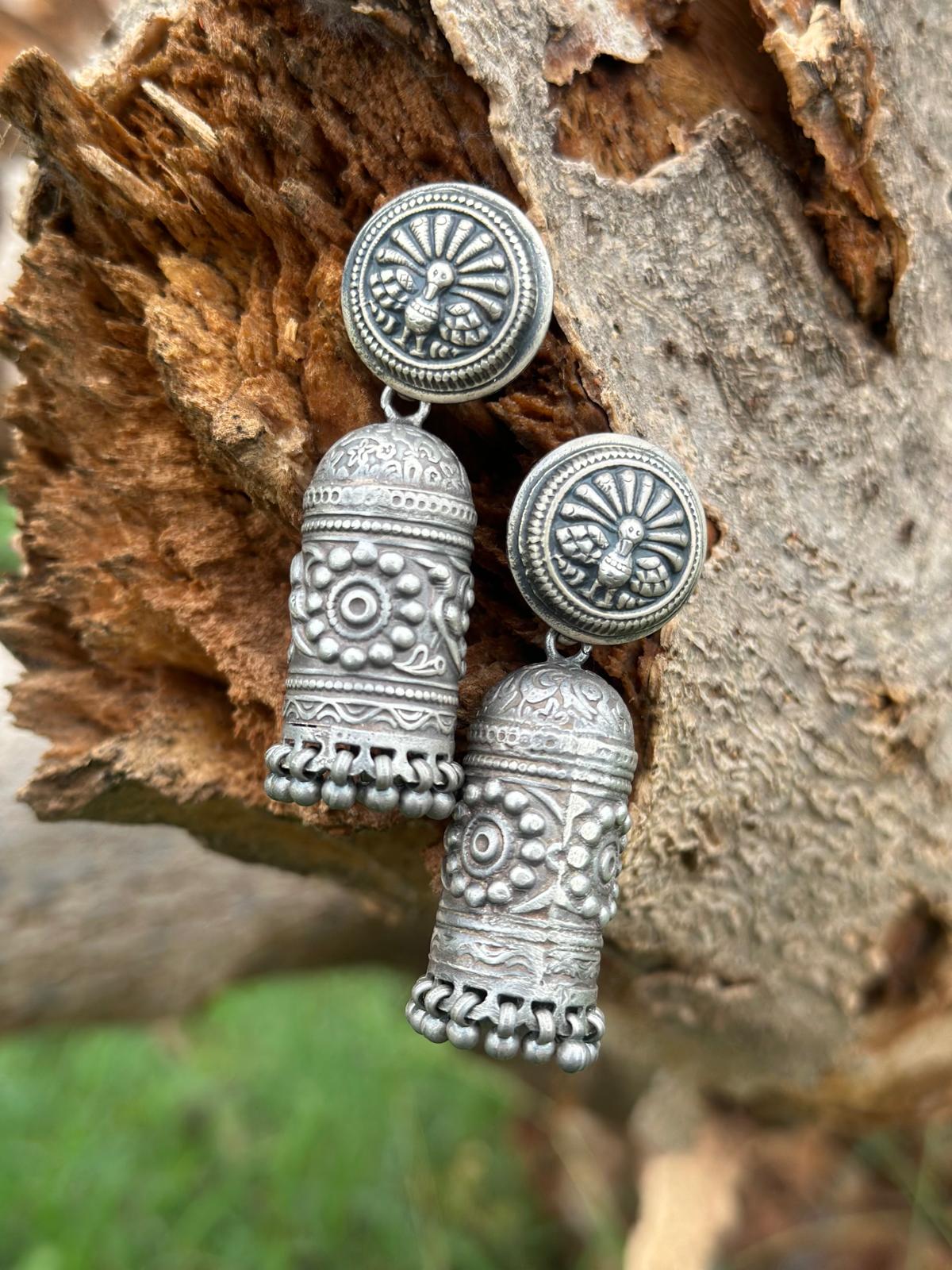 Silver Floral Jhumki