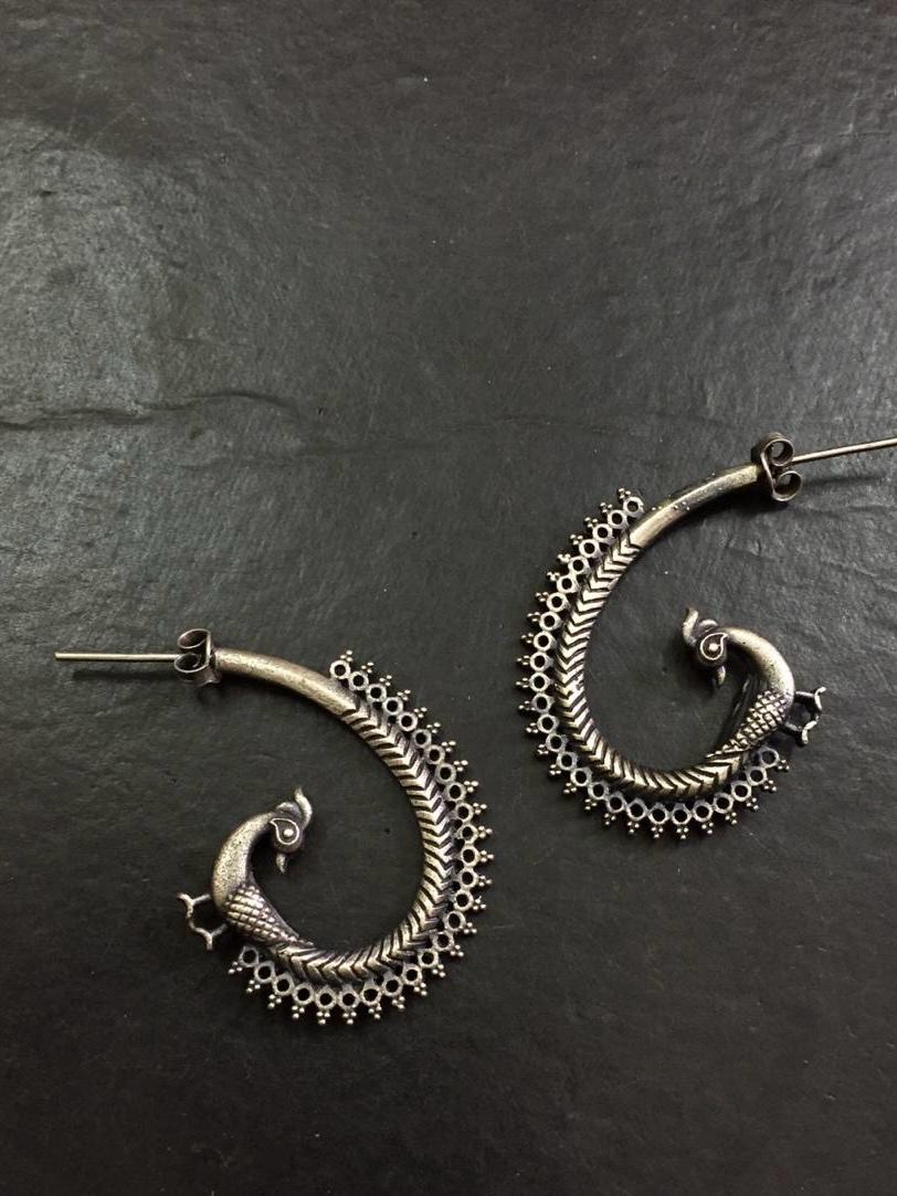 Peacock Silver Earring