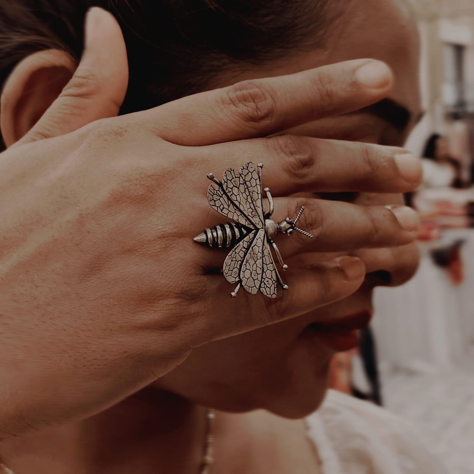 Silver Butterfly Earring and Ring Set