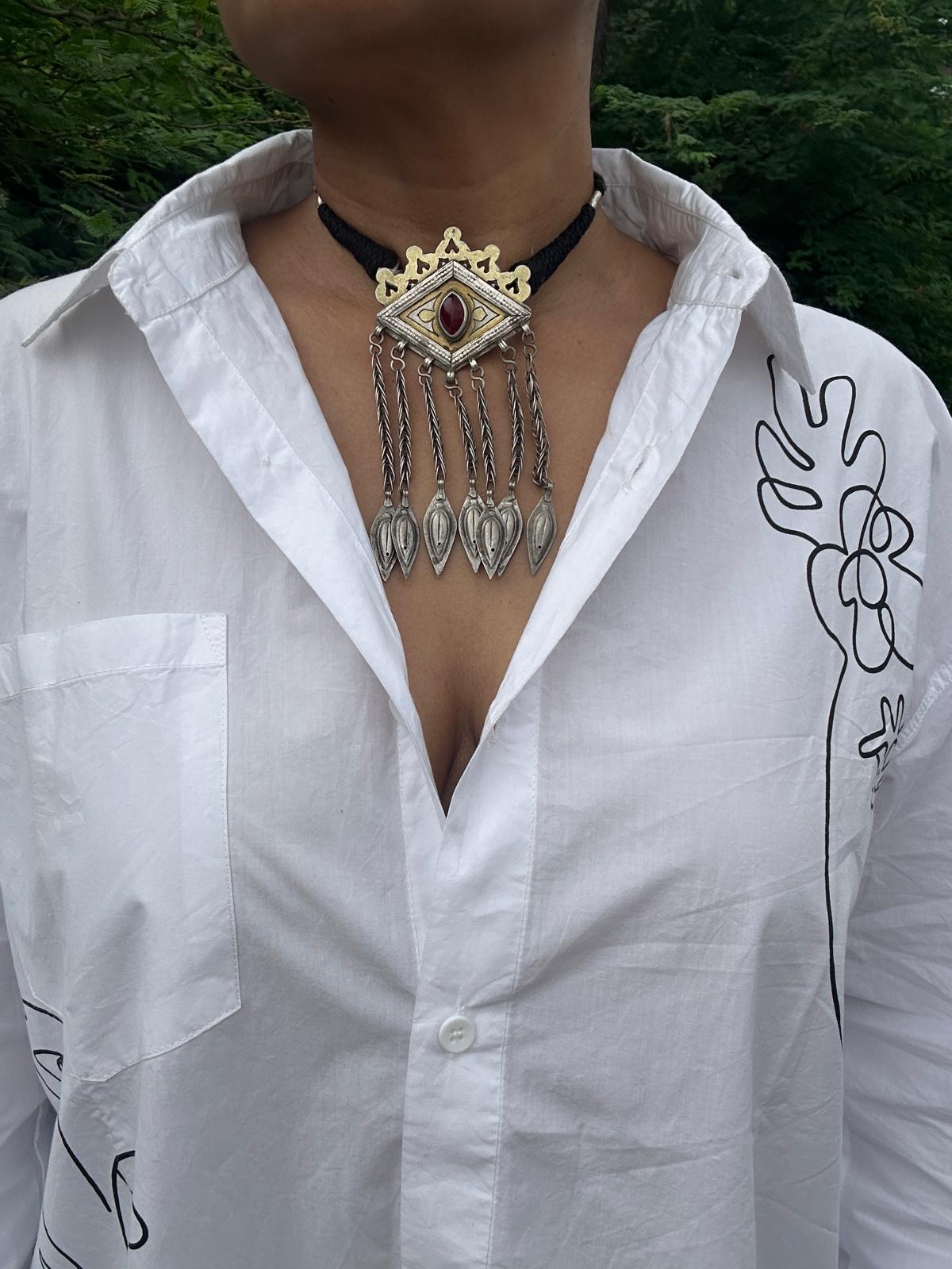 Vintage Afghani Silver Neckpiece