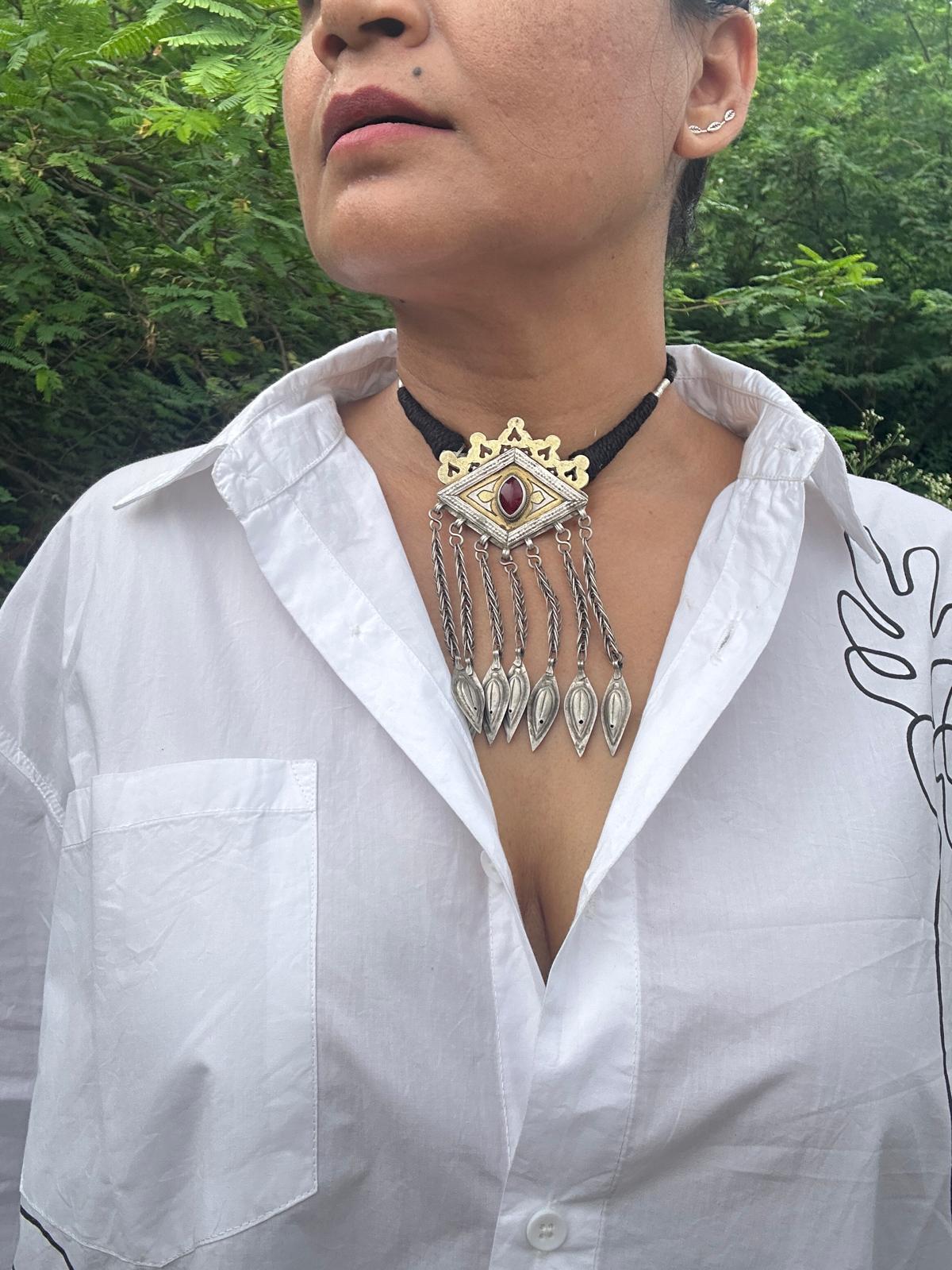 Vintage Afghani Silver Neckpiece