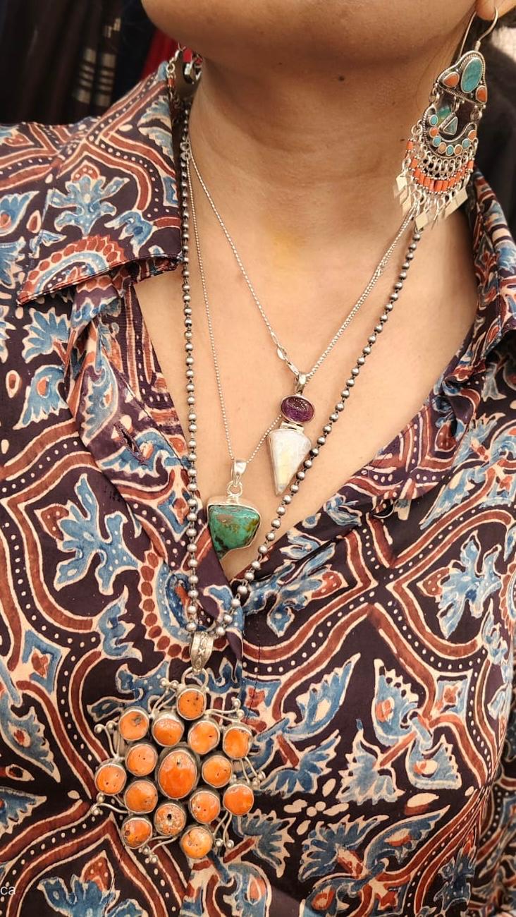 Coral Silver Long Chain