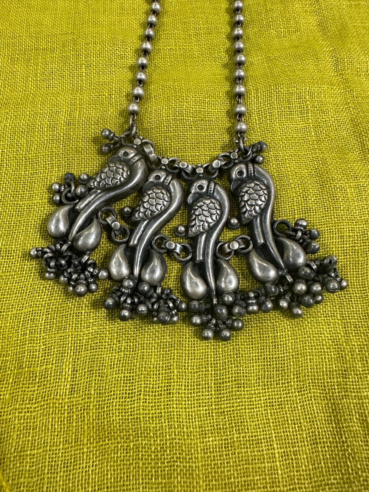 Silver Parrot Motif Necklace