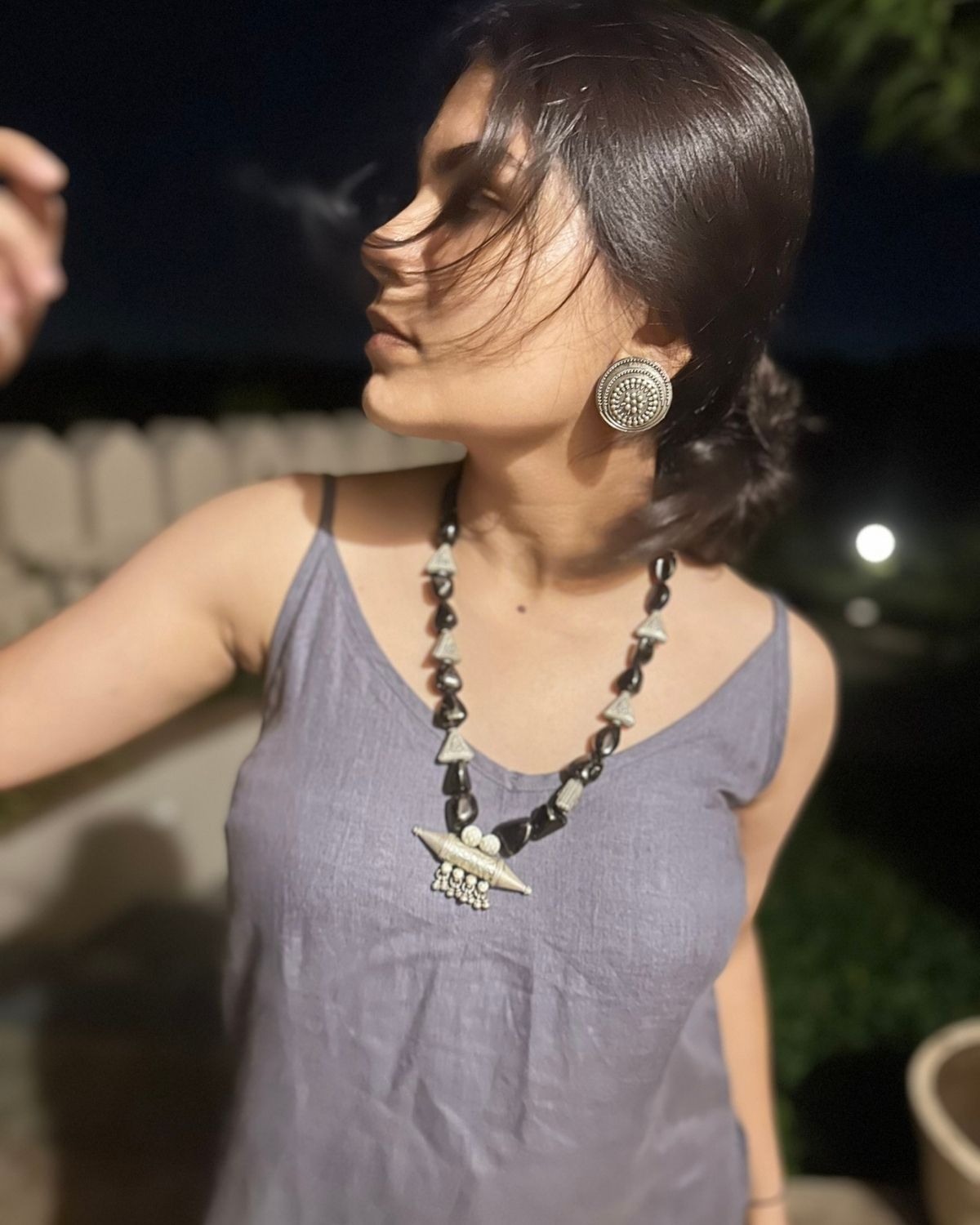 Black Onyx with Silver Tabiz Pendant