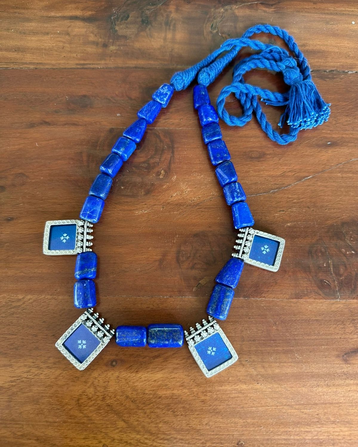 Blue Mirror Painting Necklace
