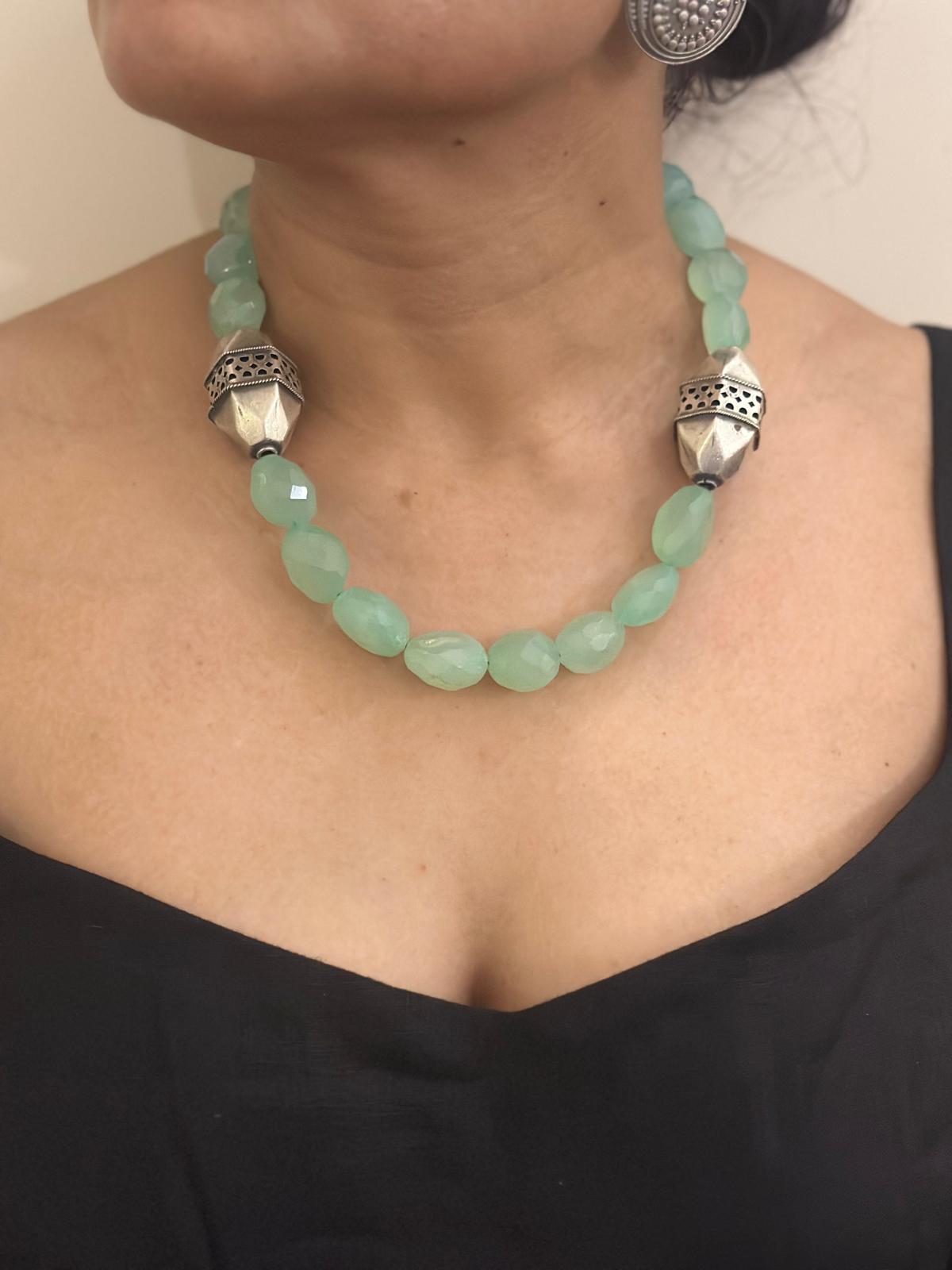 Aventurine Vintage Silver Necklace