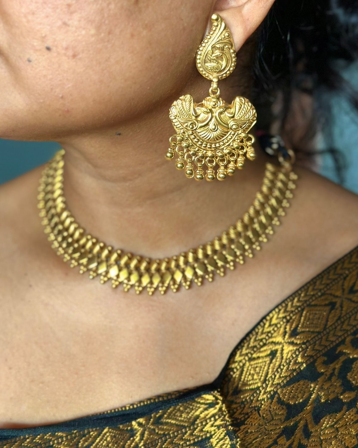 Gold Polish Floral Dangler