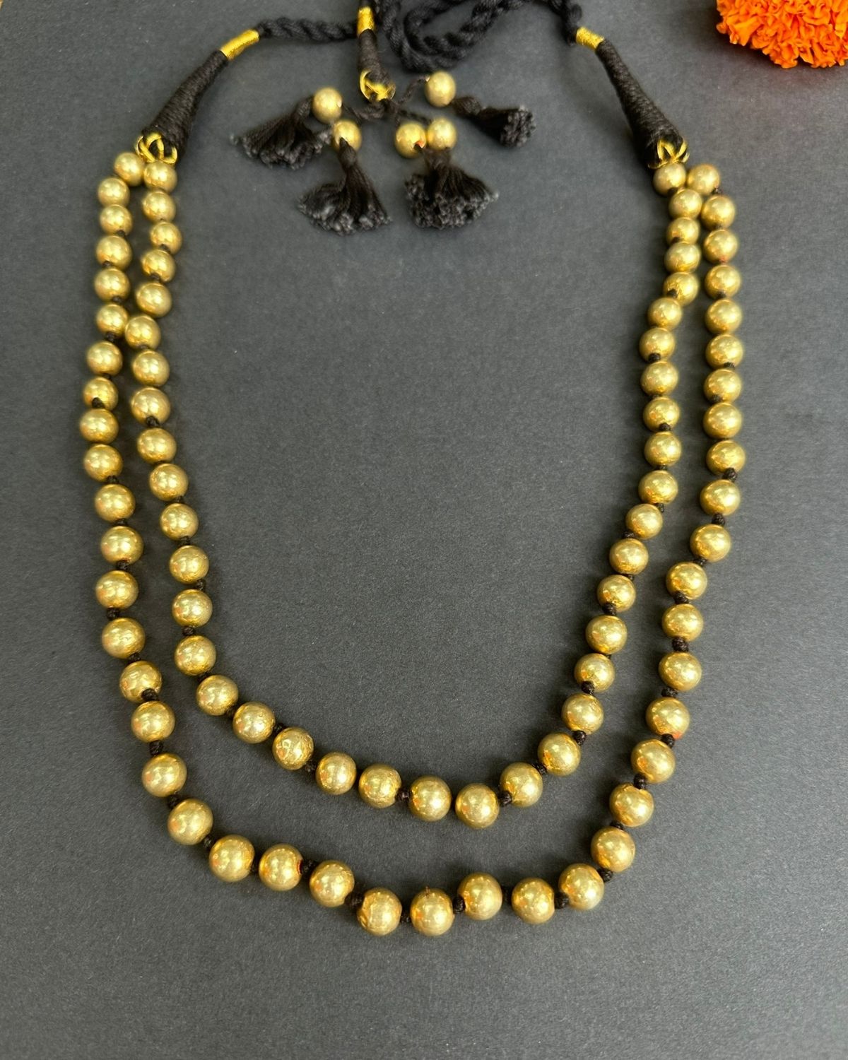 Gold Polish Two Layer Ball Mala