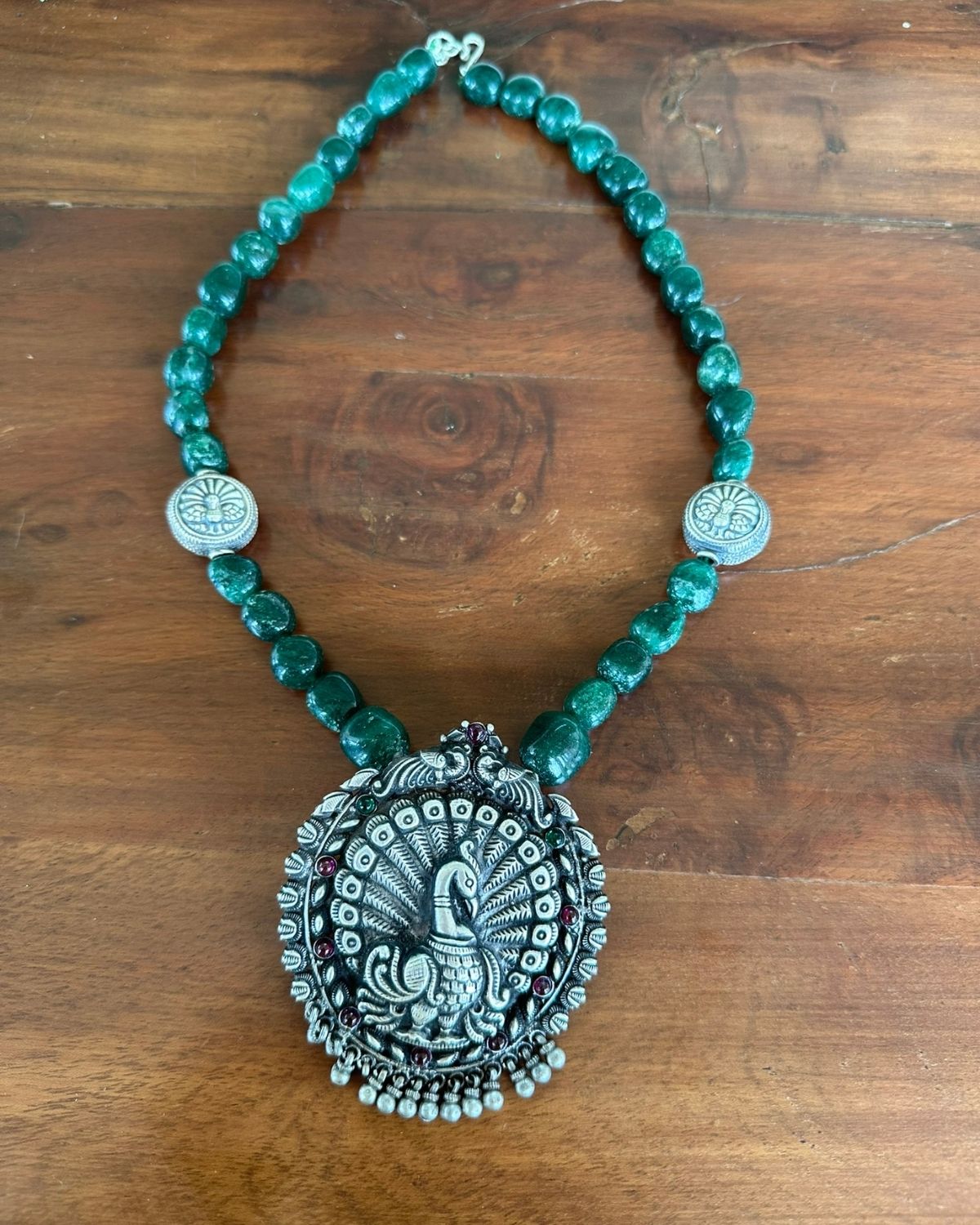Temple Design Peacock Pendant Necklace