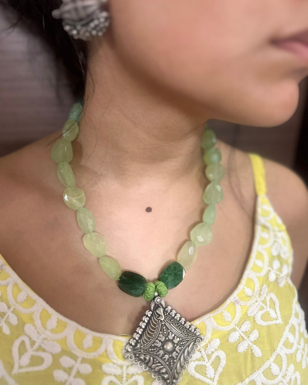 Temple Design with Green Aventurine Stone Necklace