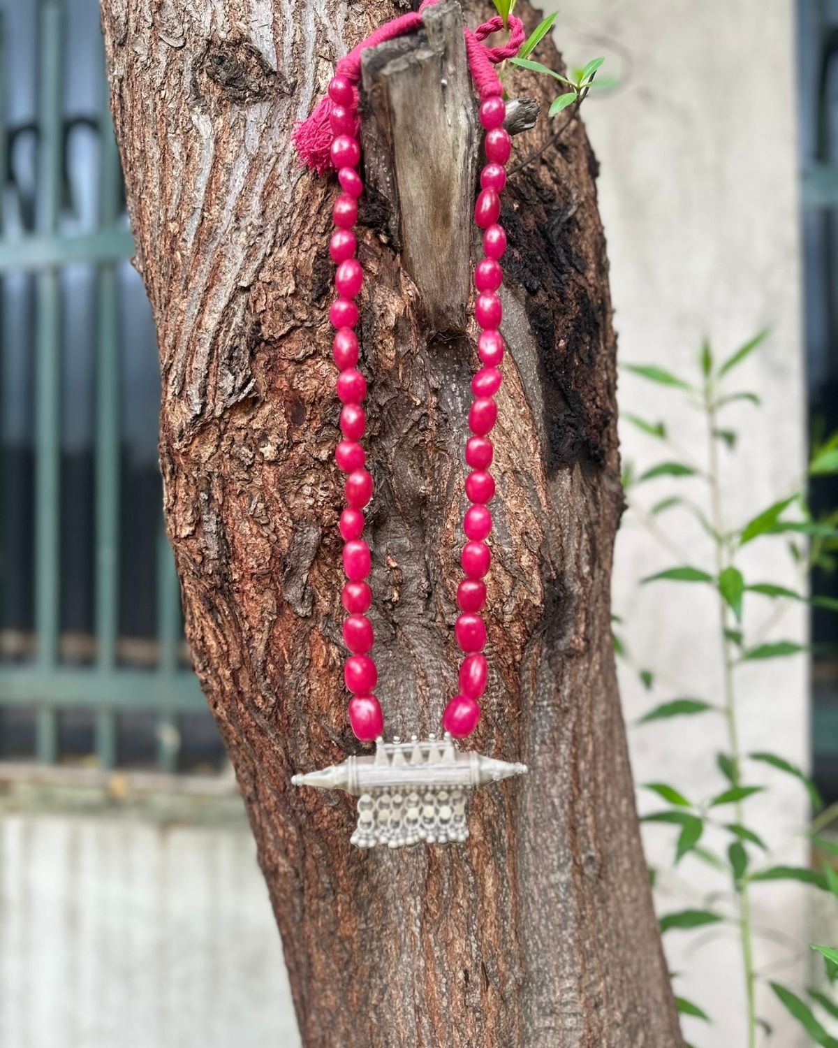 Vintage Pink Stone Warrior Necklace